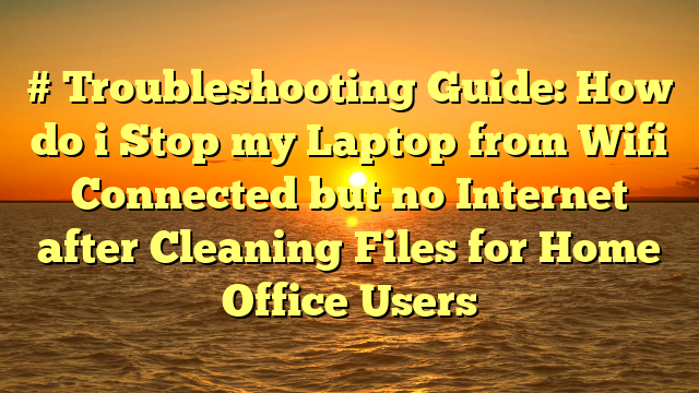 # Troubleshooting Guide: How do i Stop my Laptop from Wifi Connected but no Internet after Cleaning Files for Home Office Users